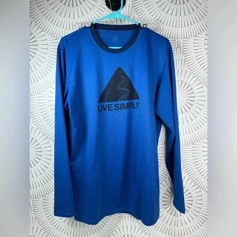 Patagonia‎ Men's L Blue Graphic Long Sleeve Active Pullover Shirt 